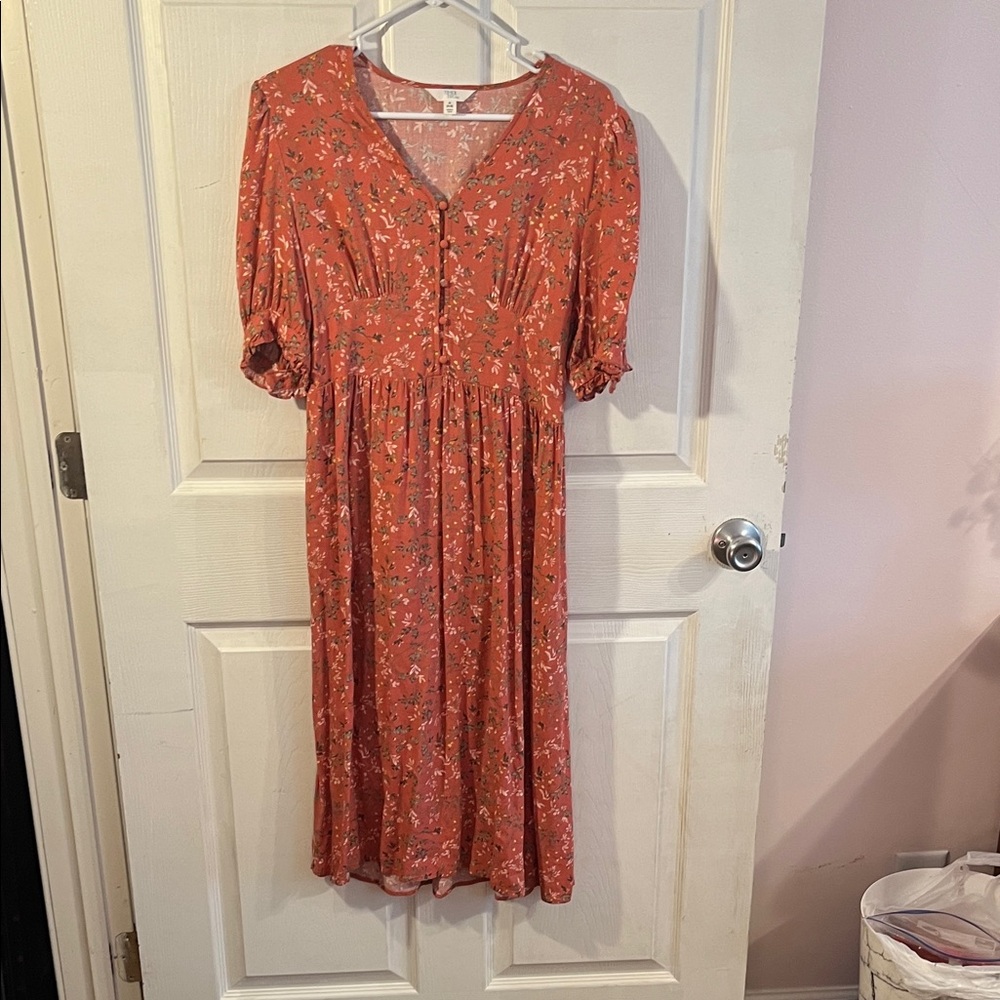 Floral coral colored Dress